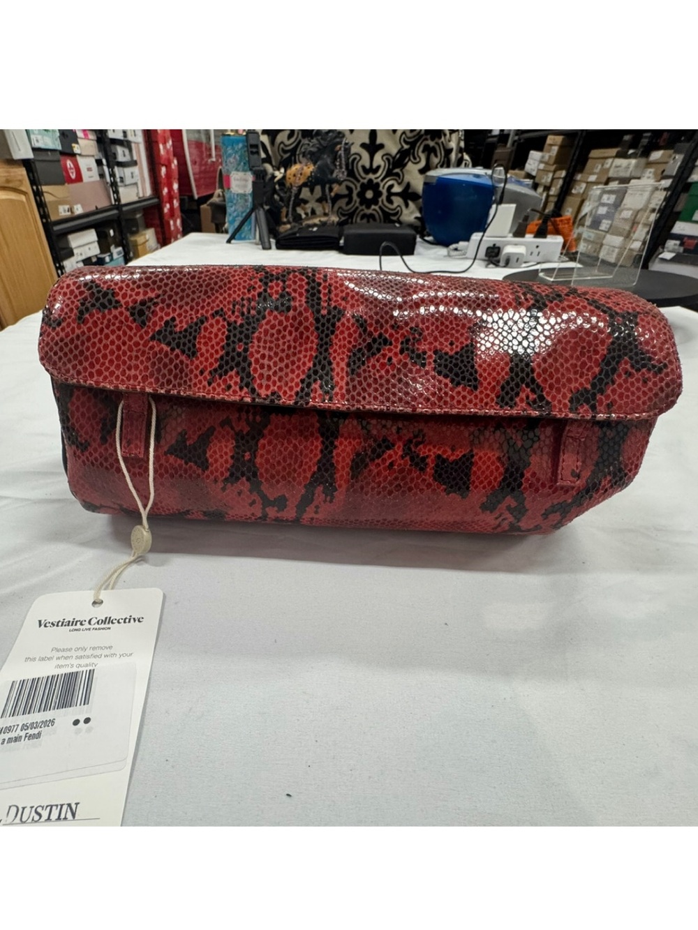 Fendi Fendissemi Red Embossed Python bag.